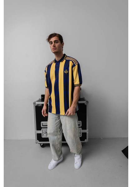 Yeni Sezon Pamuklu Fenerbahçe Oversize Retro Polo Yaka T-Shirt modelleri
