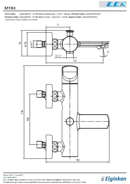Eca Myra Banyo Bataryası Beyaz fiyatları