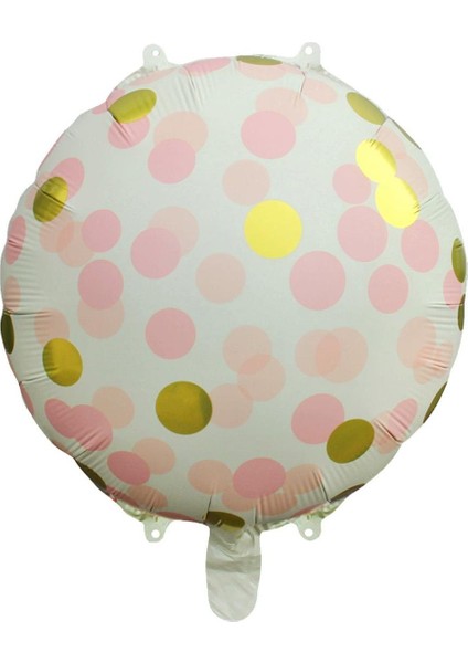 Pembe Gold Puantiyeli Yuvarlak Folyo Balon 45 cm