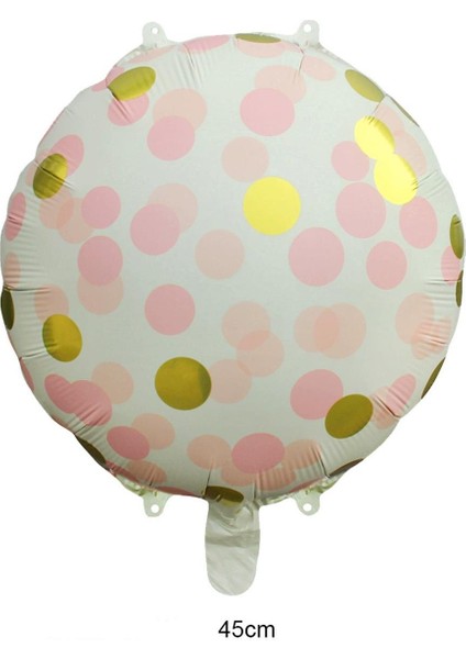 Pembe Gold Puantiyeli Yuvarlak Folyo Balon 45 cm fiyatları