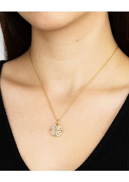 Mıknatıslı Birleşen Kalp Yonca Kolye