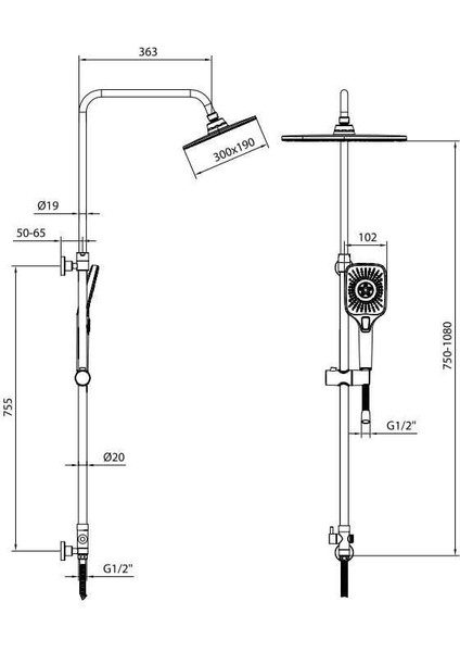 Ar Troya Kolonlu Tepe Duş Seti Mat Siyah 103558051 fiyatları