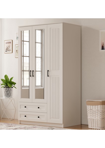 Estelya Country 3 Kapak 2 Çekmeceli Gardırop