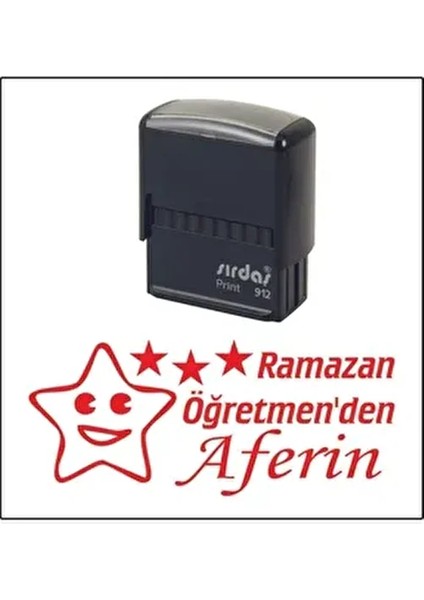 Aferin Öğretmen Kaşe Kırmızı Renk 41x16mm Yerli Üretim Otomatik Kaşe