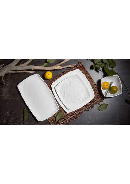 M7437.CW - Carre Matt 2'li Krem Beyaz Dikdörtgen Tabak Seti 23,5X37 Cm, Thermoset Melamin fiyatları