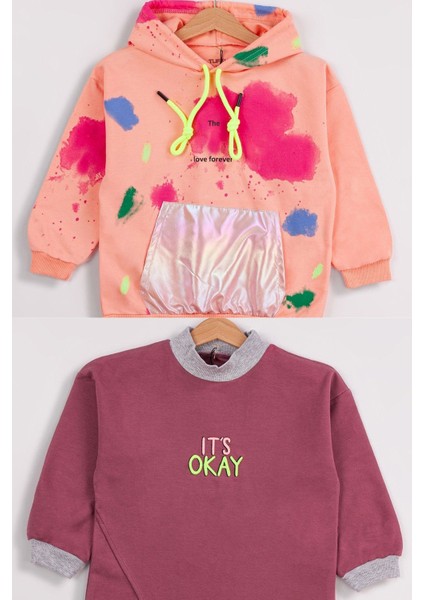 Kız Çocuk 2'li Paket Basic Sweatshirt