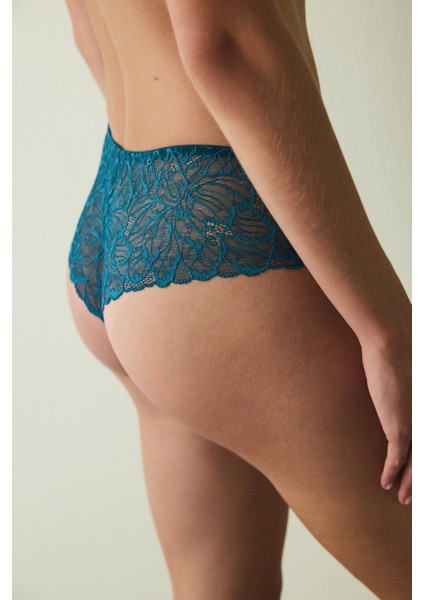 Petrol Yeşili Dantelli Düşük Bel Hipster Külot fiyatları
