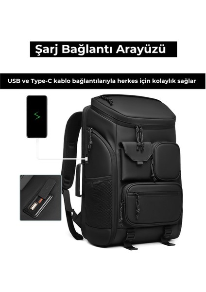 Ayakkabı Bölmeli Su Geçirmez Spor & Seyahat Sırt Çantası – 30L – 17” Laptop Bölmeli