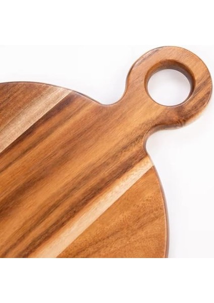 Home El Yapımı Doğal Akasya Ağacı Ahşap Kesme ve Doğrama Tahtası - Şık Tasarımlı, Dayanıklı, Et, Peynir, Ekmek, Sebze ve Meyve Kesim, Mutfak Için Ahşap Kesim Panosu (Yuvarlak Çemberli, Ø 24 Cm) modelleri