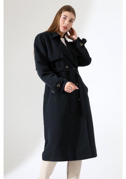 Amazon Keten Kumaş Diz Altı Astaralı Degaje Yaka Düğmeli Yeni Tarz Trenç Kot Siyah modelleri