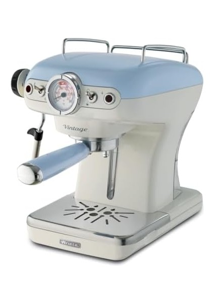 Vintage Espresso Kahve Makinesi Mavi 1389/15 - Süt Köpürtme Başlığı, 900 Watt, 0,9 Litre Çıkarılabilir Su Tankı, Çıkarılabilir Damlama Tepsisi ve Bardak Tutucu, Bekleme Fonksiyonu fiyatları