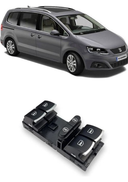 Seat Alhambra 2011-2015 Sol Ön Kapı Cam Açma Düğmesi Takımı Krom Uçlu 7P6959857