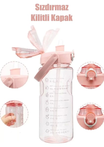 Spor Suluk Matara 3000 ml Siyah Sert Plastik Sızdırmaz Tasarım Taşınabilir 3'lü Set