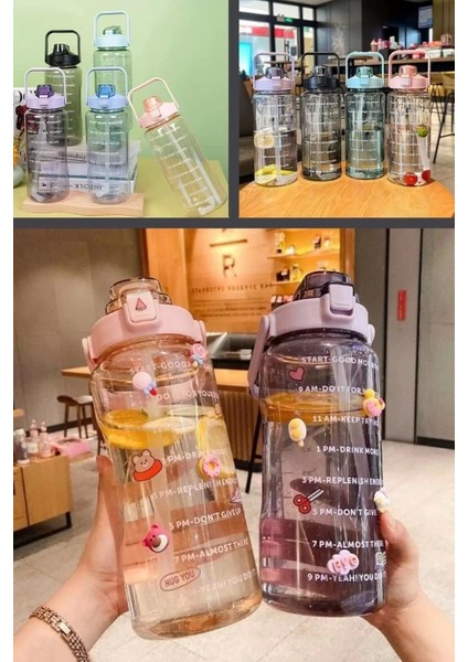 Spor Suluk Matara 3000 ml Siyah Sert Plastik Sızdırmaz Tasarım Taşınabilir 3'lü Set