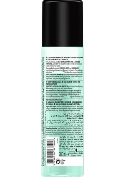 Schwarzkopf Gliss Nutribalance Repair Durulanmayan Sıvı Saç Kremi 200 ml Isı Koruma Seramid ve İpek İçerikli Zayıf Saçlar