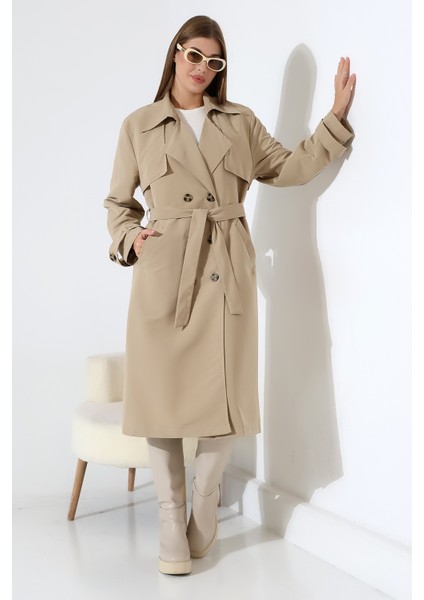 Amazon Keten Kumaş Diz Altı Astaralı Degaje Yaka Düğmeli Yeni Tarz Trenç Kot Taş modelleri