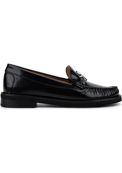 Kadın Hakiki Deri Siyah Loafer Ayakkabı 1040 91D2555 Bn Ayk SK25-26 Black