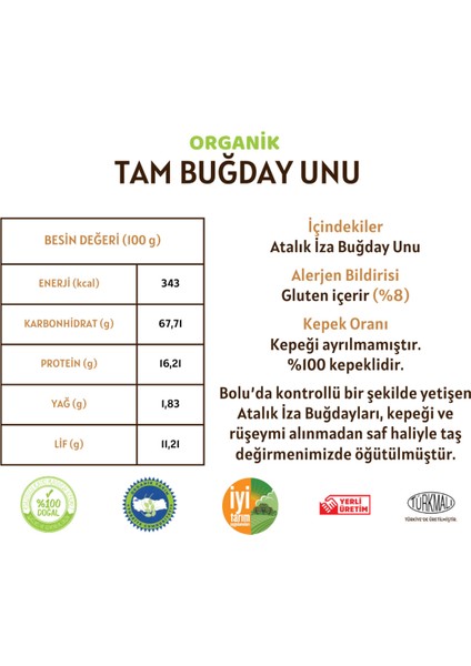 Organik Atalık Tam Buğday Unu - 5 Kilo fiyatları