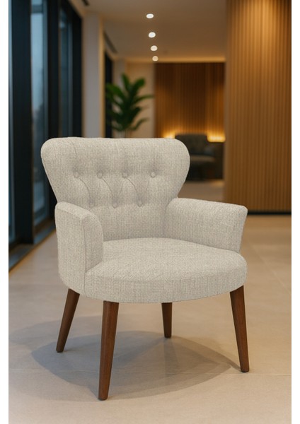 roma Berjer Modern Tekli Koltuk - Keten Kumaş - Ahşap Demonte Ayak - Krem fiyatları