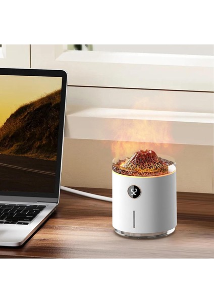 Volkanik Efektli Şarjlı Hava Nemlendirici Yatak Odası Oturma Odası Için Akıllı Aromaterapi Mist Difüzör, Simüle Alev Şekli, Görsel Büyü