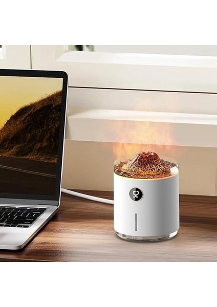 Volkanik Efektli Şarjlı Hava Nemlendirici Yatak Odası Oturma Odası Için Akıllı Aromaterapi Mist Difüzör, Simüle Alev Şekli, Görsel Büyü modelleri