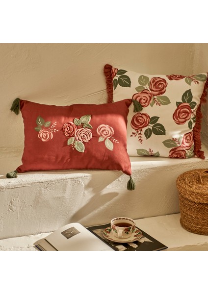 Rose Baskılı Kırlent Kılıfı Krem (43X43 Cm) fiyatları