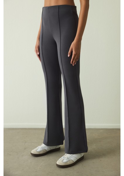 Antrasit Modal Yüksek Bel Ispanyol Paça Pantolon indirimleri