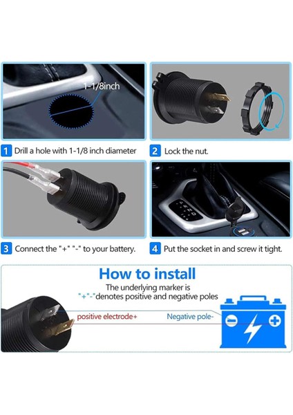 Marine Pano Tip Ikili USB 3.0 + Type C Soket Hızlı Şarj 12-24 Çerçevesiz indirimleri