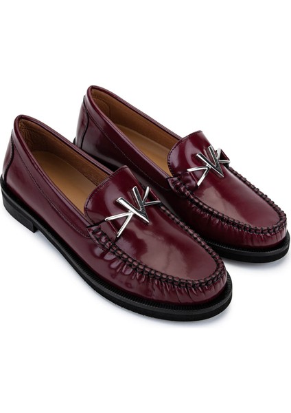 Kadın Hakiki Deri Bordo Loafer Ayakkabı 1040 91D2555 Bn Ayk SK25-26 Bordeaux fiyatları