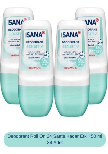 Deodorant Roll On 24 Saate Kadar Etkili 50 ml X4 Adet