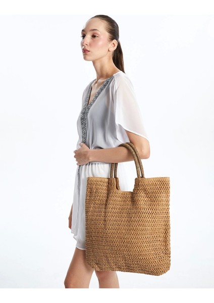 Lcw Accessorıes Kahverengi Hasır Kadın El Çantası