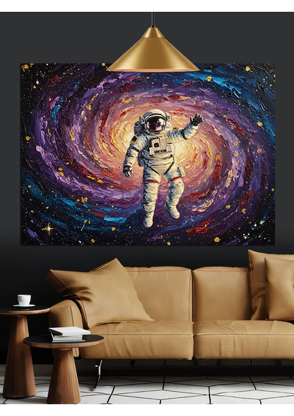 Galaksi Astronot Uzay Dekoratif Kanvas - Mdf Ahşap Tablo indirimleri