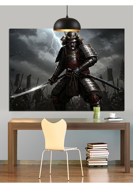 Kılıç Tutan Japon Samuray Dekoratif Kanvas - Mdf Ahşap Tablo