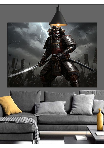 Kılıç Tutan Japon Samuray Dekoratif Kanvas - Mdf Ahşap Tablo fırsatları