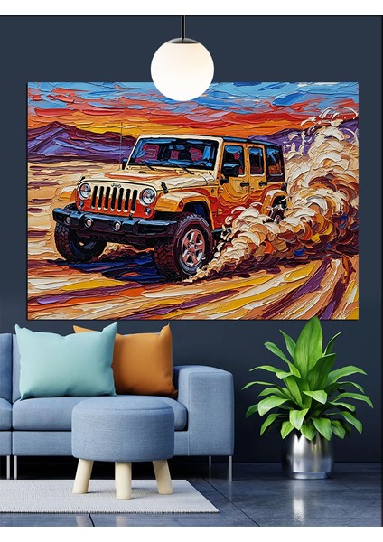 Kumda Hızlı Jeep Araba Dekoratif Kanvas - Mdf Ahşap Tablo fiyatları