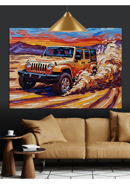 Kumda Hızlı Jeep Araba Dekoratif Kanvas - Mdf Ahşap Tablo modelleri