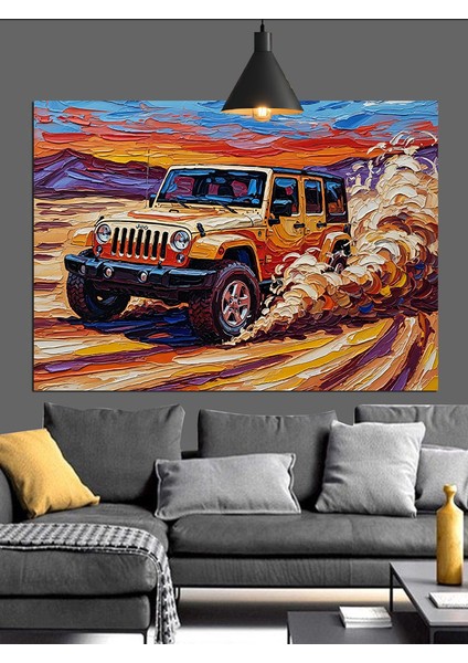 Kumda Hızlı Jeep Araba Dekoratif Kanvas - Mdf Ahşap Tablo fırsatları