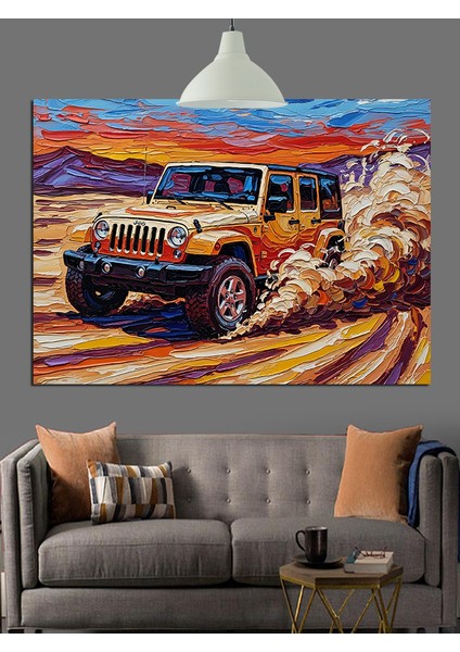 Kumda Hızlı Jeep Araba Dekoratif Kanvas - Mdf Ahşap Tablo indirimleri