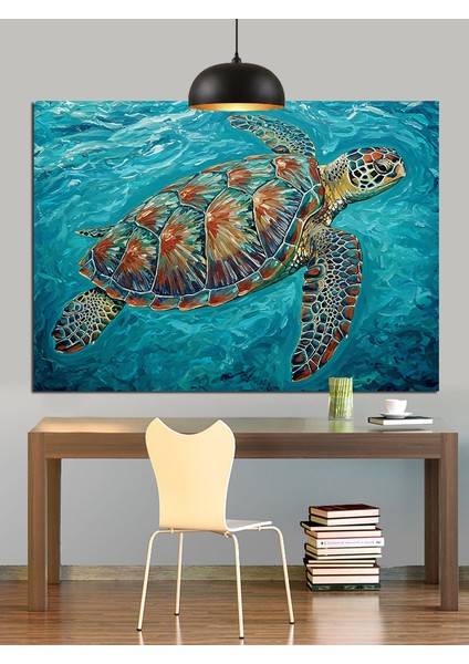 Okyanus Deniz Kaplumbağası Dekoratif Kanvas - Mdf Ahşap Tablo