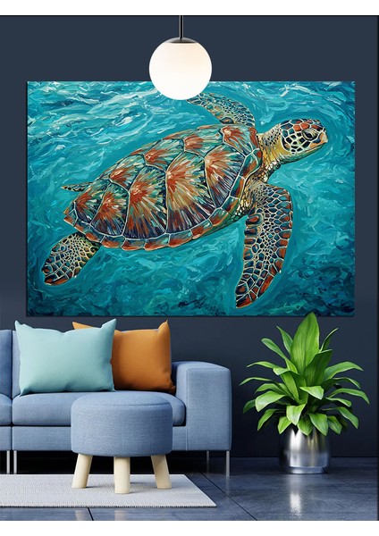 Okyanus Deniz Kaplumbağası Dekoratif Kanvas - Mdf Ahşap Tablo fiyatları