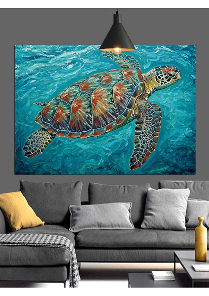 Okyanus Deniz Kaplumbağası Dekoratif Kanvas - Mdf Ahşap Tablo fırsatları