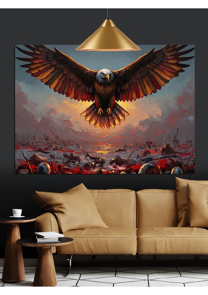 Uçan Kartal Manzara Dekoratif Kanvas - Mdf Ahşap Tablo
