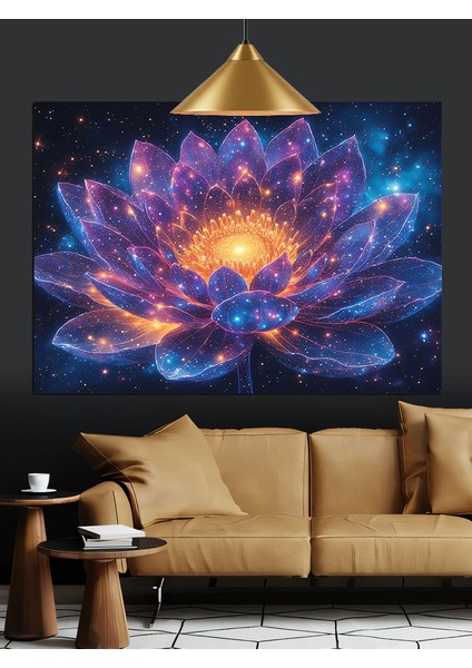 Galaksi Lotus Çiçeği Dekoratif Kanvas - Mdf Ahşap Tablo fiyatları