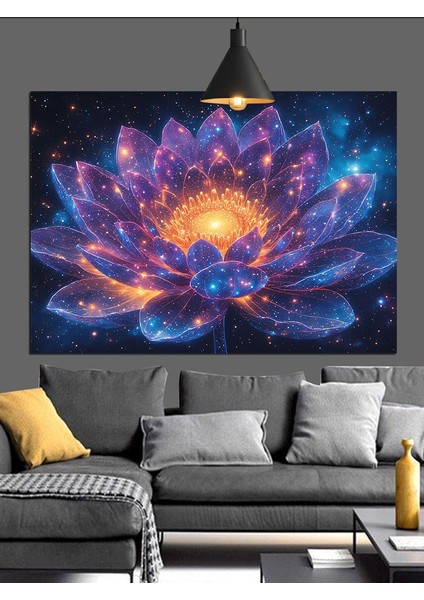 Galaksi Lotus Çiçeği Dekoratif Kanvas - Mdf Ahşap Tablo modelleri