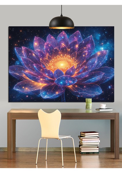 Galaksi Lotus Çiçeği Dekoratif Kanvas - Mdf Ahşap Tablo indirimleri
