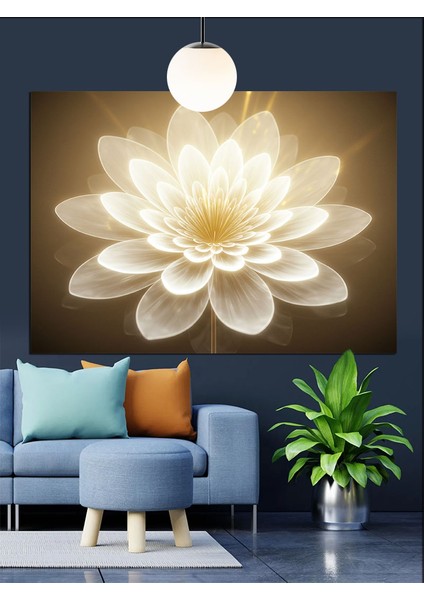 Altın Lotus Işık Dekoratif Kanvas - Mdf Ahşap Tablo fiyatları