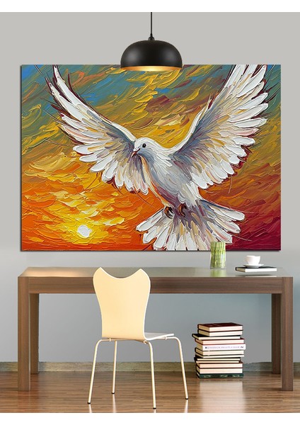 Beyaz Barış Güvercin Dekoratif Kanvas - Mdf Ahşap Tablo fırsatları
