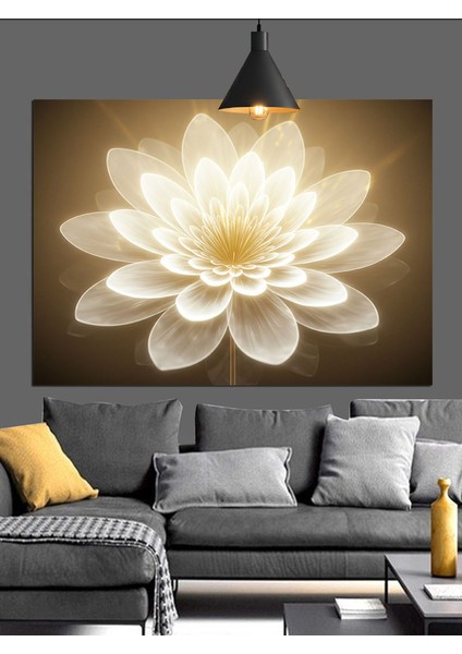 Altın Lotus Işık Dekoratif Kanvas - Mdf Ahşap Tablo fırsatları