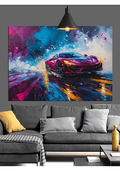 Renk Patlamalı Spor Araba Dekoratif Kanvas - Mdf Ahşap Tablo indirimleri