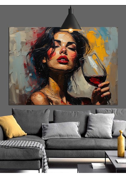 Kırmızı Ruj Kadın Dekoratif Kanvas - Mdf Ahşap Tablo fiyatları